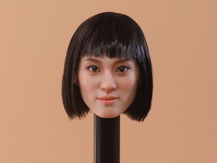Asian Female Head Sculpt (Black Short Hair) 1/6 Scale Accessory Gallery Image 1