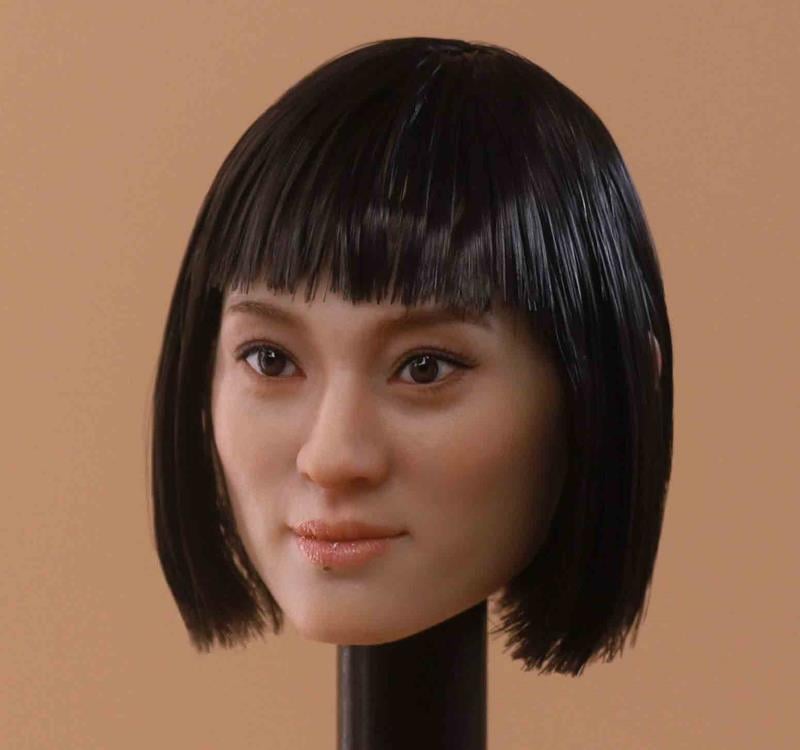 Asian Female Head Sculpt (Black Short Hair) 1/6 Scale Accessory Gallery Image 7