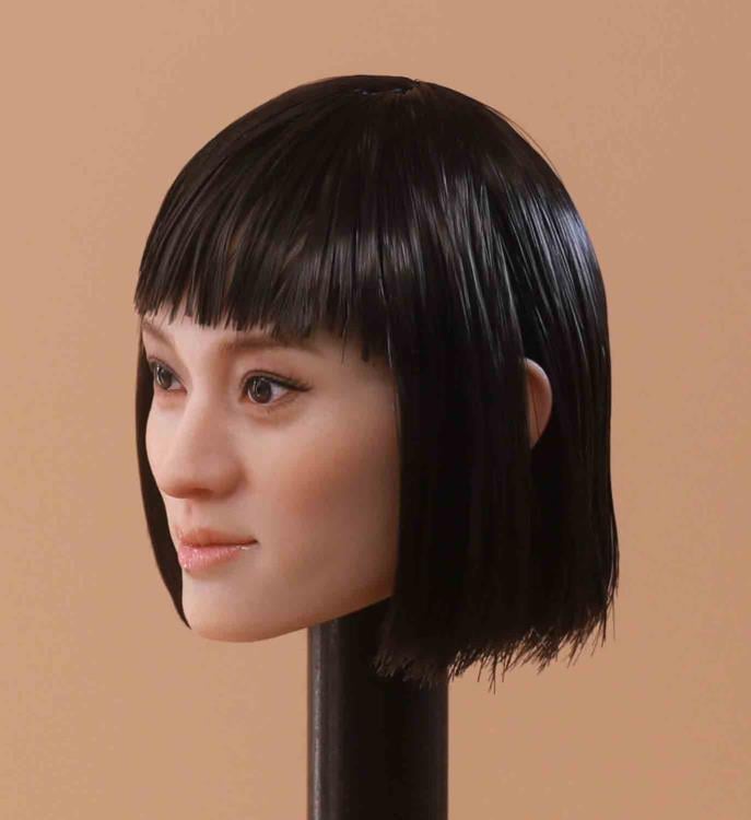 Asian Female Head Sculpt (Black Short Hair) 1/6 Scale Accessory Gallery Image 5