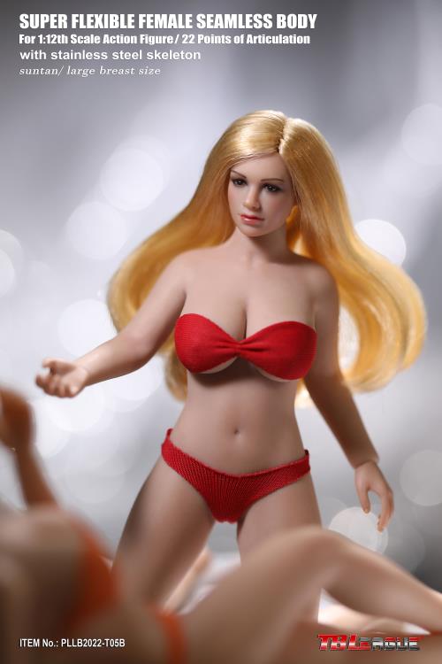 Super-Flexible Female Seamless 1/12 Scale Suntan Large Bust Body (T05B/Detachable Feet) Gallery Image 7