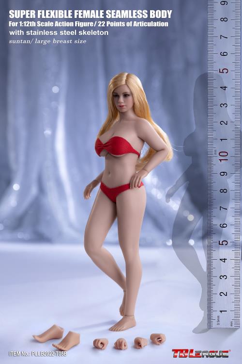 Super-Flexible Female Seamless 1/12 Scale Suntan Large Bust Body (T05B/Detachable Feet) Gallery Image 11