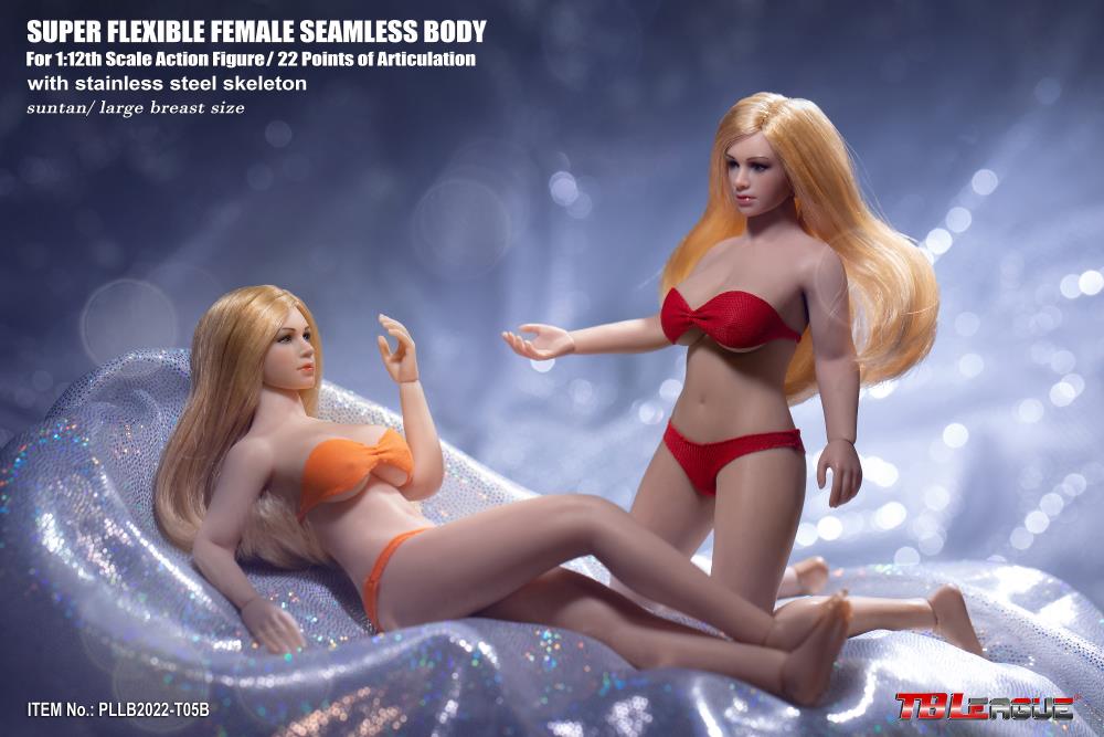 Super-Flexible Female Seamless 1/12 Scale Suntan Large Bust Body (T05B/Detachable Feet) Gallery Image 12