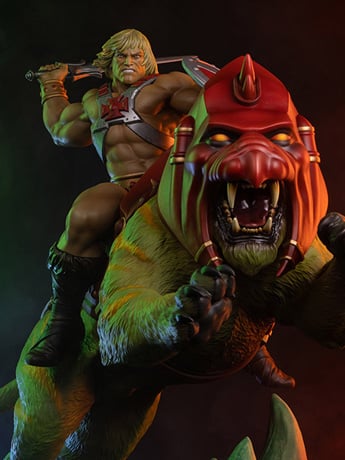 Masters of the Universe He-Man and Battle Cat Classic Deluxe Maquette Gallery Image 2
