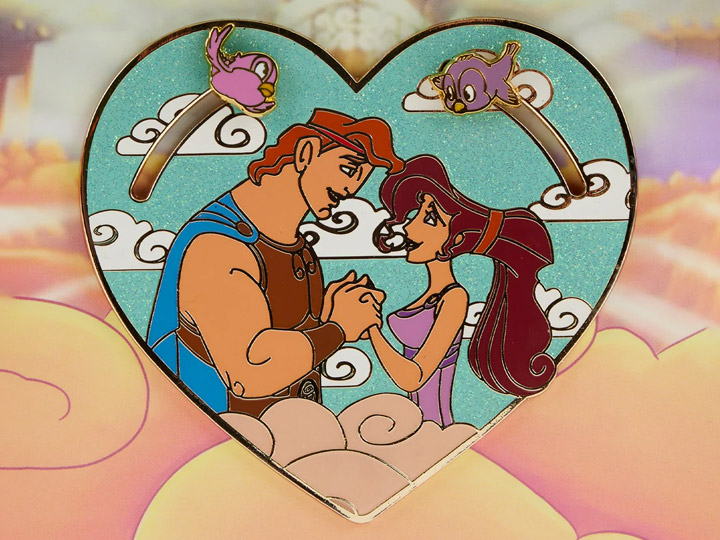 Disney Hercules and Meg Heart 3" Collector Box Pin Gallery Image 1