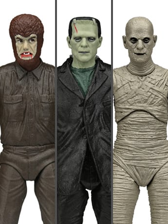 Glow-in-the-Dark Movie Monsters 3点 Universal Monsters Retro Glow-In-The-Dark Set of 3 Figures