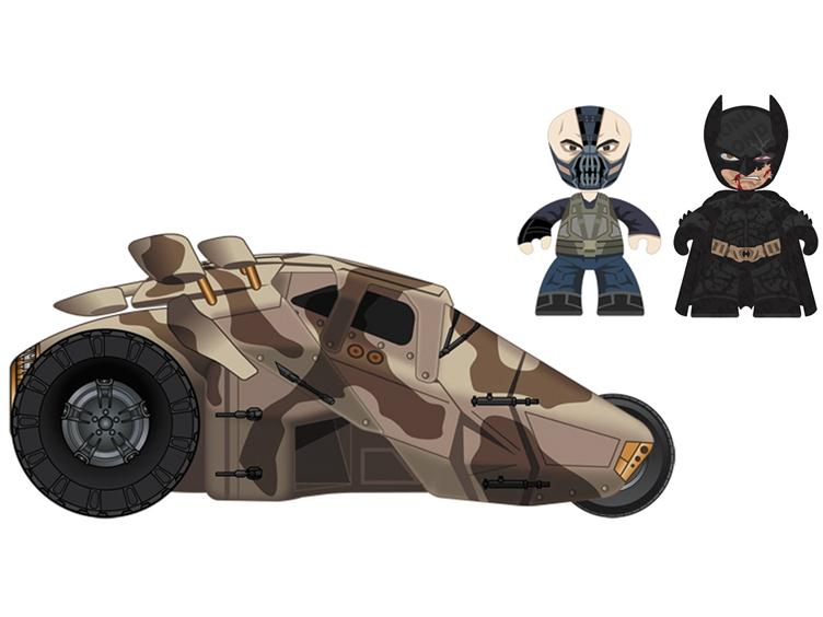 The Dark Knight Rises 2" Mini Mez-Itz - Bane & Battle-Damaged Batman with Tumbler Previews Exclusive Gallery Image 1