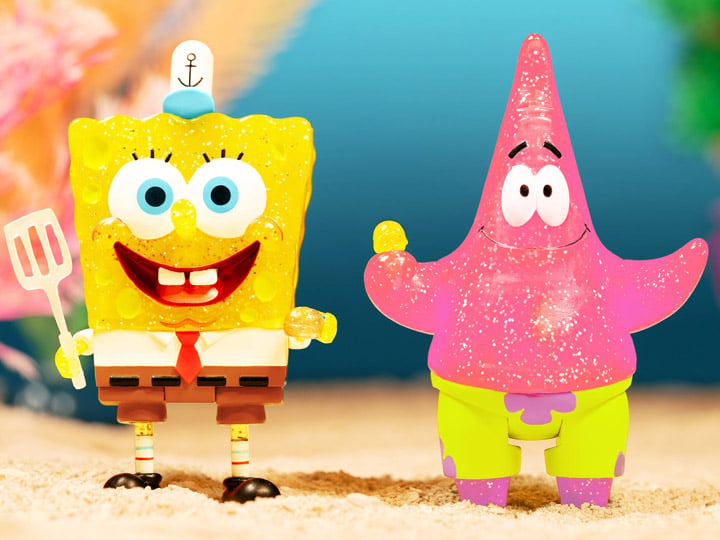 SpongeBob SquarePants ReAction SpongeBob and Patrick (Glitter) SDCC 2022 Exclusive Figure Two-Pack Gallery Image 1