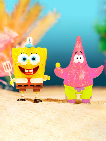 SpongeBob SquarePants ReAction SpongeBob and Patrick (Glitter) SDCC 2022 Exclusive Figure Two-Pack Gallery Image 2