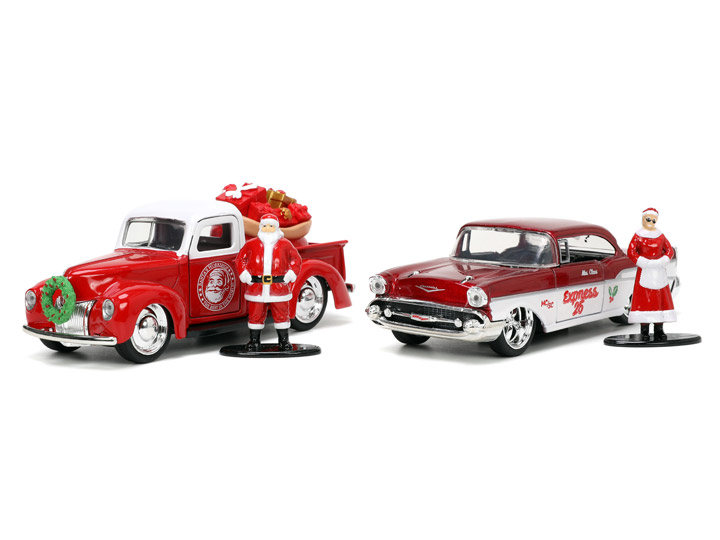 Holiday Rides Die-Cast Santa & Mrs. Claus with 1/32 Scale Ford Pickup & Chevrolet Bel Air Gallery Image 1