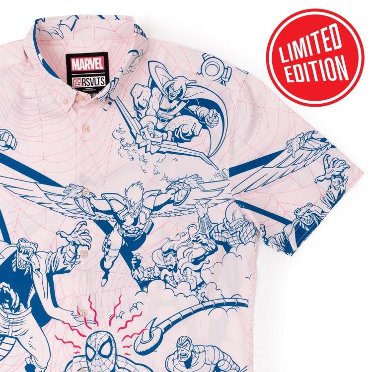 Marvel Comics Spider-Man Villains Beware Short Sleeve Button Up Shirt Gallery Image 3