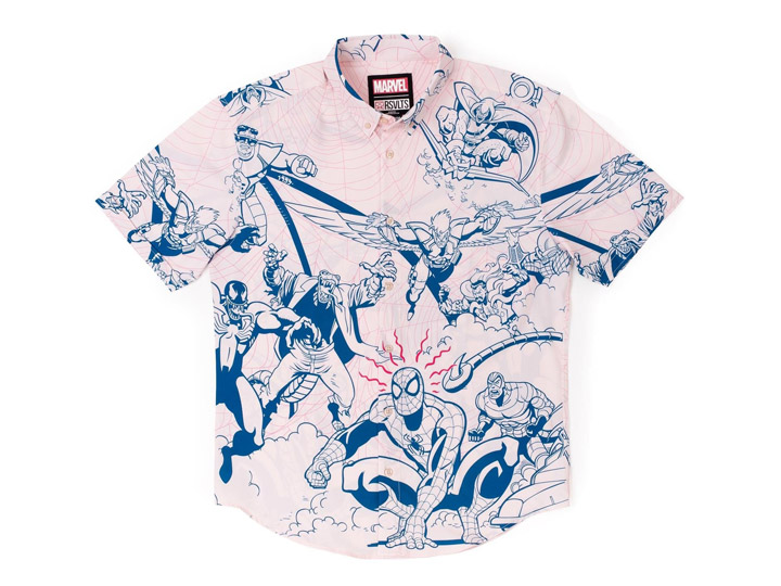 Marvel Comics Spider-Man Villains Beware Short Sleeve Button Up Shirt Gallery Image 1