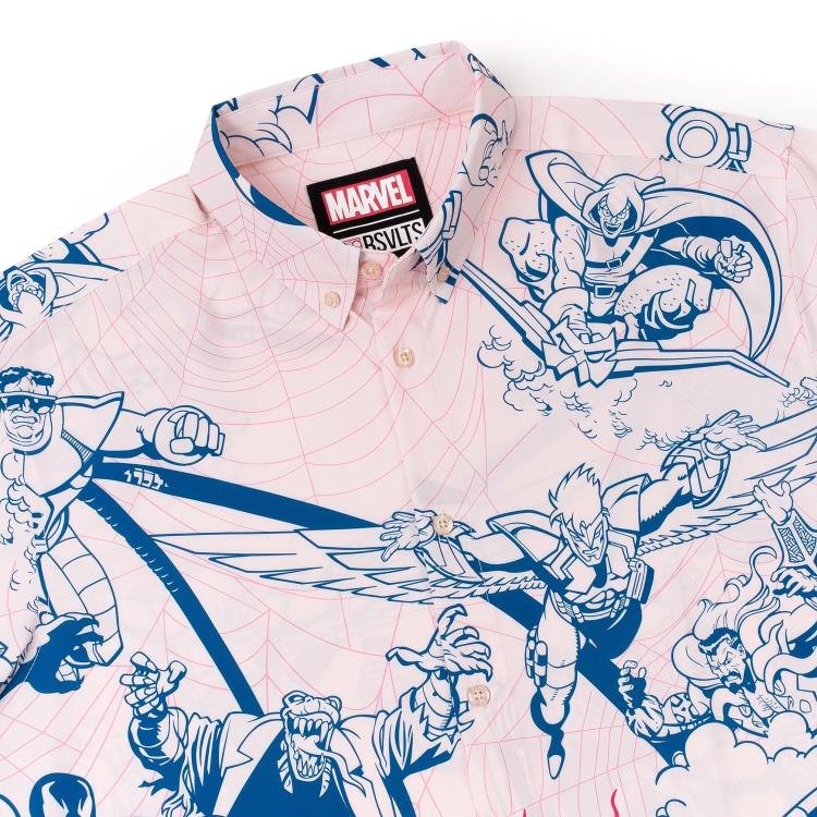 Marvel Comics Spider-Man Villains Beware Short Sleeve Button Up Shirt Gallery Image 4