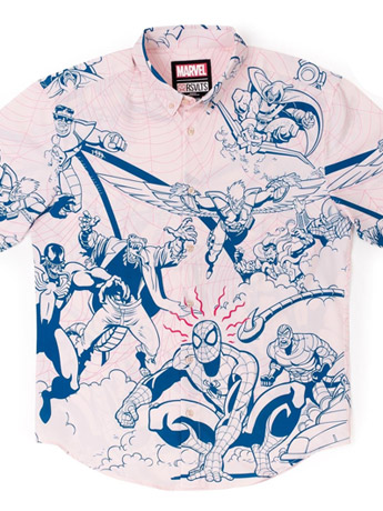 Marvel Comics Spider-Man Villains Beware Short Sleeve Button Up Shirt Gallery Image 2