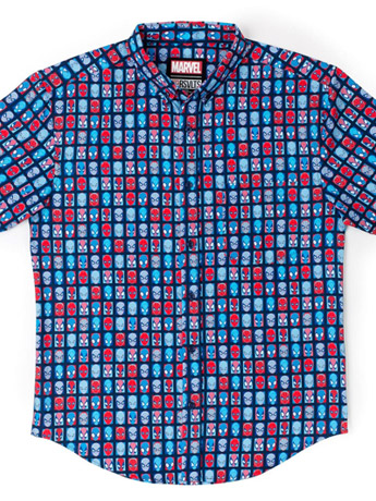 Marvel Comics Spider-Man The Spidey Bunch Short Sleeve Button Up Shirt Gallery Image 2