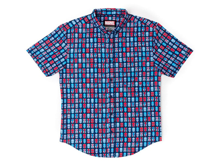 Marvel Comics Spider-Man The Spidey Bunch Short Sleeve Button Up Shirt Gallery Image 1
