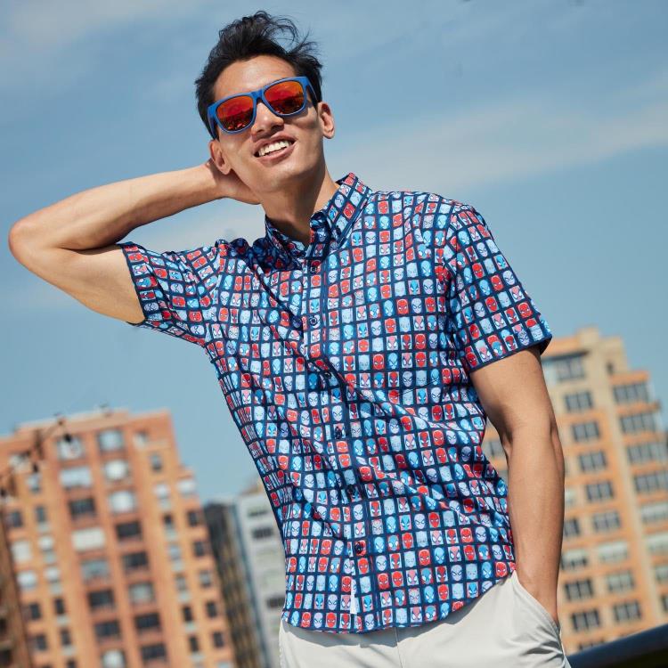 Marvel Comics Spider-Man The Spidey Bunch Short Sleeve Button Up Shirt Gallery Image 8
