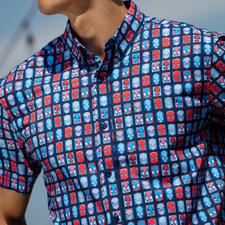 Marvel Comics Spider-Man The Spidey Bunch Short Sleeve Button Up Shirt Gallery Image 10