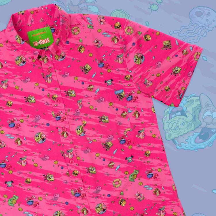 SpongeBob SquarePants Krusty Bobs Short Sleeve Button Up Shirt Gallery Image 3