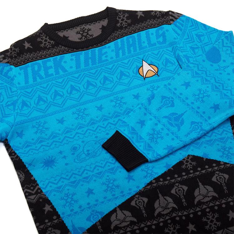Star Trek: The Next Generation Christmas Jumper (Blue) Gallery Image 4