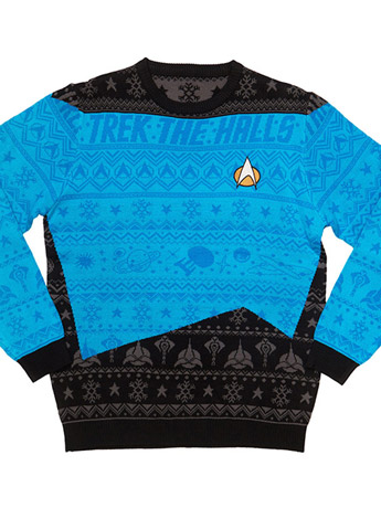 Star Trek: The Next Generation Christmas Jumper (Blue) Gallery Image 2