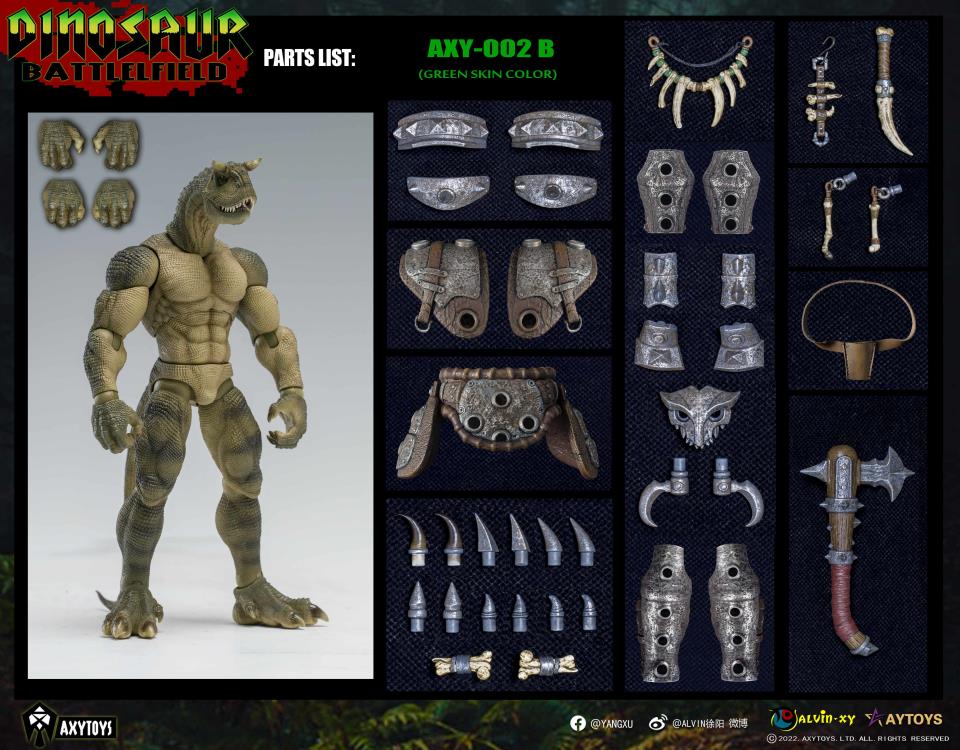 Dinosaur Battlefield Carnotaurus Warrior Recruit (Green) 1/12 Scale Figure Gallery Image 9
