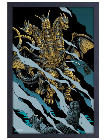 Godzilla Ghidorah Battle Framed Art Print Gallery Image 2