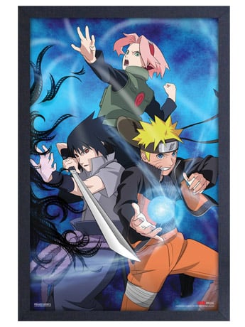 Naruto: Shippuden Group Fight Pose Framed Art Print Gallery Image 2