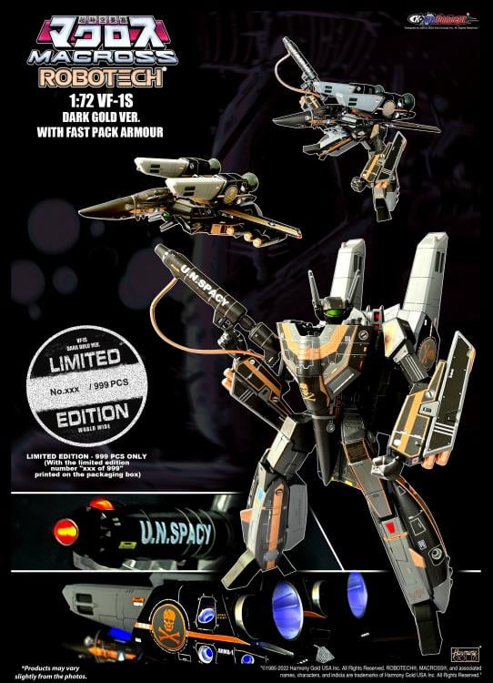 Macross VF-1S Valkyrie (Dark Gold Ver.) with Fast Pack Armor 1/72 Scale Limited Edition Figure Gallery Image 4