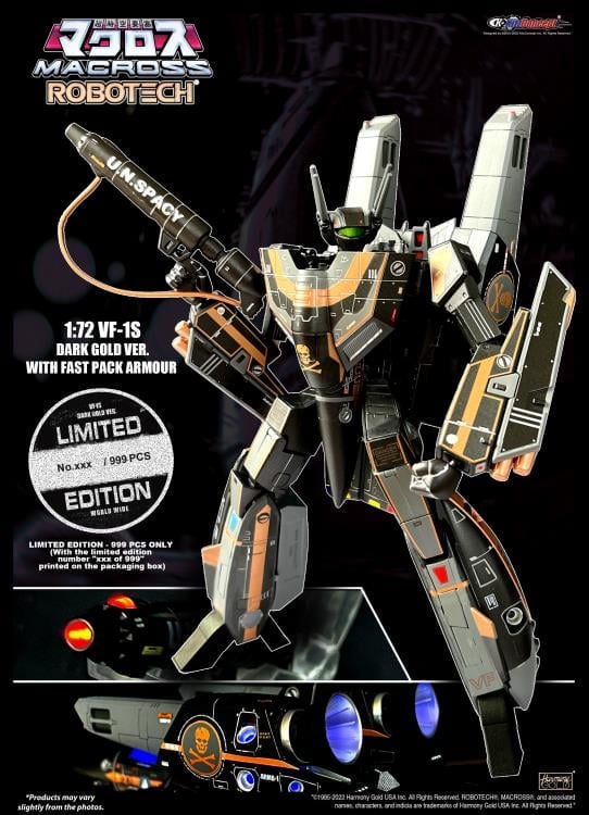 Macross VF-1S Valkyrie (Dark Gold Ver.) with Fast Pack Armor 1/72 Scale Limited Edition Figure Gallery Image 3