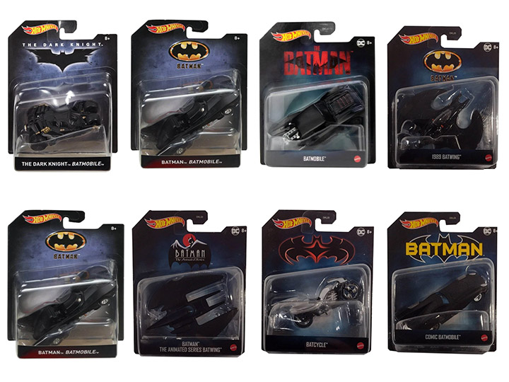 DC Comics Hot Wheels Premium 1:50 Scale Batman Favorites Mix 3 Case of 8 Vehicles Gallery Image 1