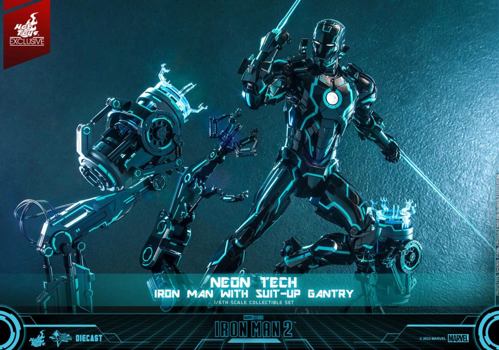 Iron Man 2 MMS672D50 Neon Tech Iron Man and Suit-Up Gantry 1/6th Scale Figure Set Gallery Image 15