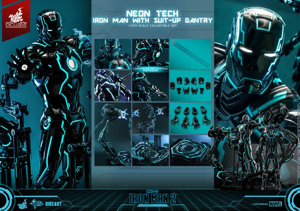 Iron Man 2 MMS672D50 Neon Tech Iron Man and Suit-Up Gantry 1/6th Scale Figure Set Gallery Image 18