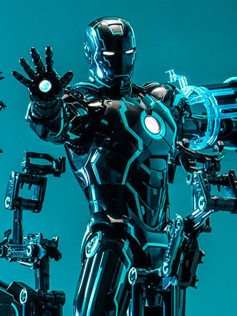 Iron Man 2 MMS672D50 Neon Tech Iron Man and Suit-Up Gantry 1/6th Scale Figure Set Gallery Image 2
