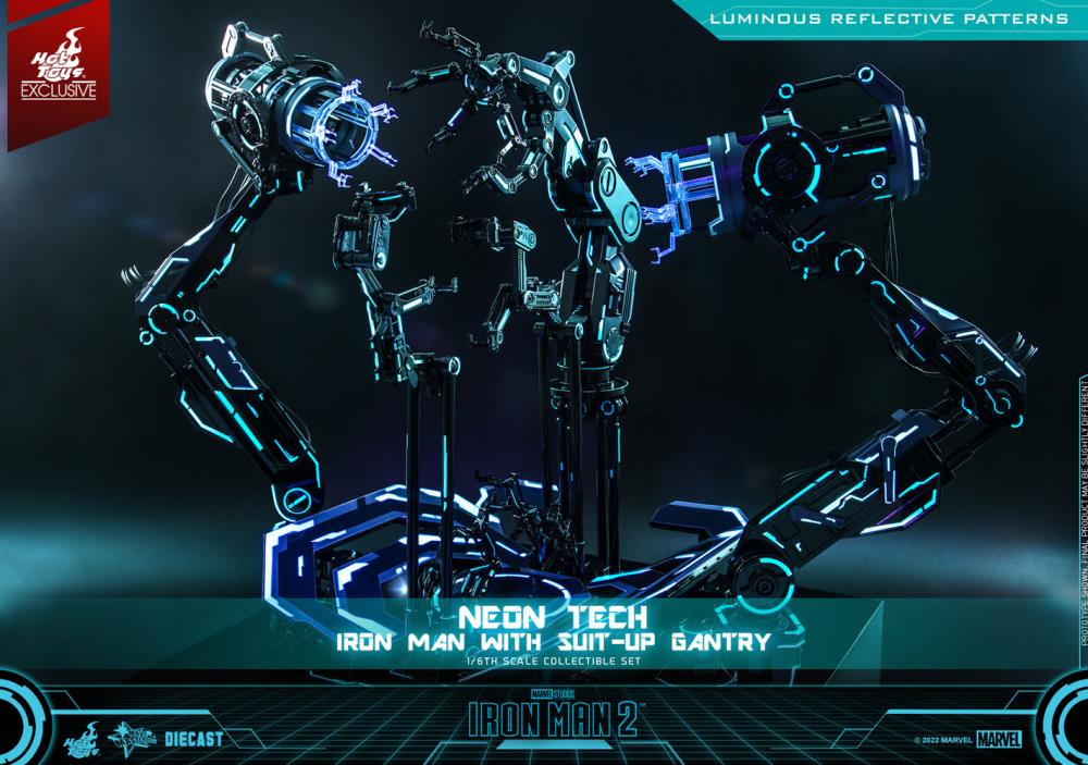 Iron Man 2 MMS672D50 Neon Tech Iron Man and Suit-Up Gantry 1/6th Scale Figure Set Gallery Image 16
