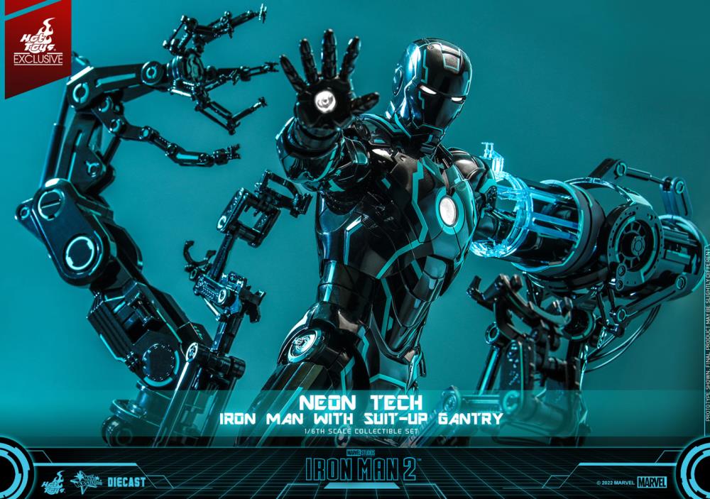 Iron Man 2 MMS672D50 Neon Tech Iron Man and Suit-Up Gantry 1/6th Scale Figure Set Gallery Image 10