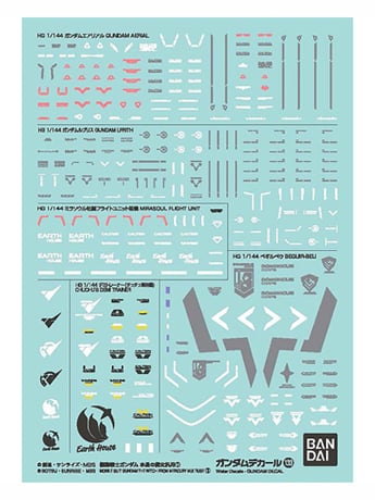 Gundam Decal No.133 Mobile Suit Gundam: The Witch From Mercury Set 1 Multiuse Decal Sheets Gallery Image 2