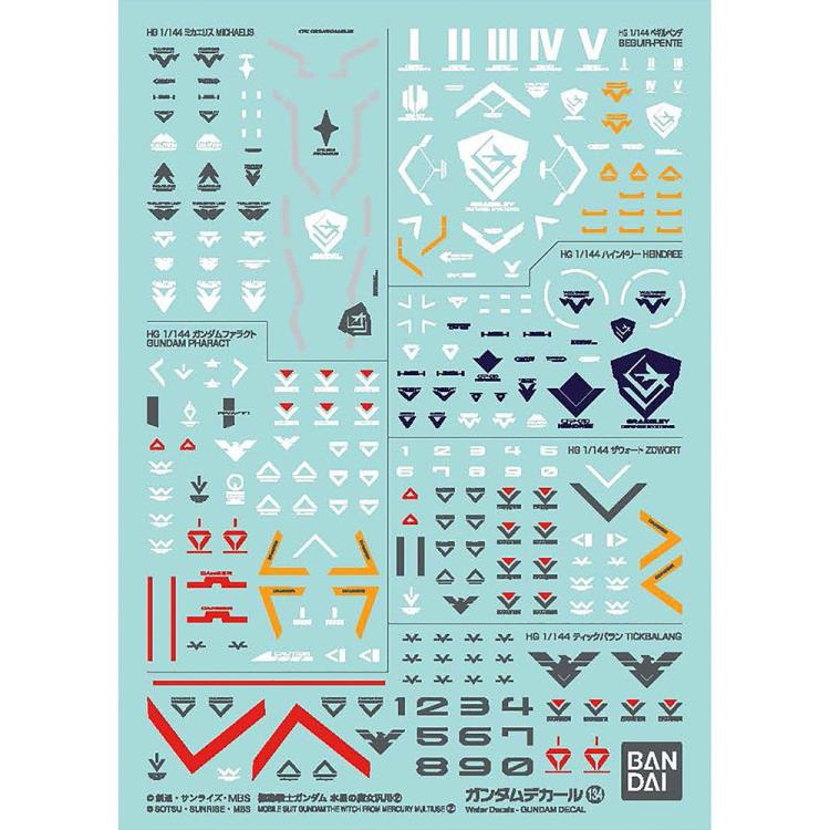 Gundam Decal No.134 Mobile Suit Gundam: The Witch From Mercury Set 2 Multiuse Decal Sheets Gallery Image 3