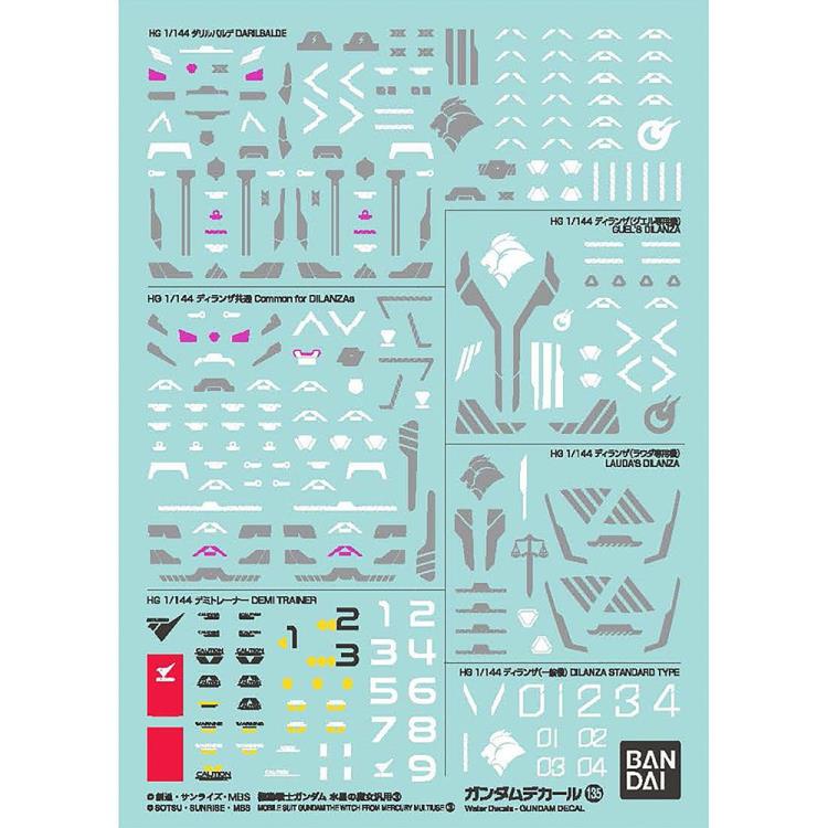 Gundam Decal No.135 Mobile Suit Gundam: The Witch From Mercury Set 3 Multiuse Decal Sheets Gallery Image 3