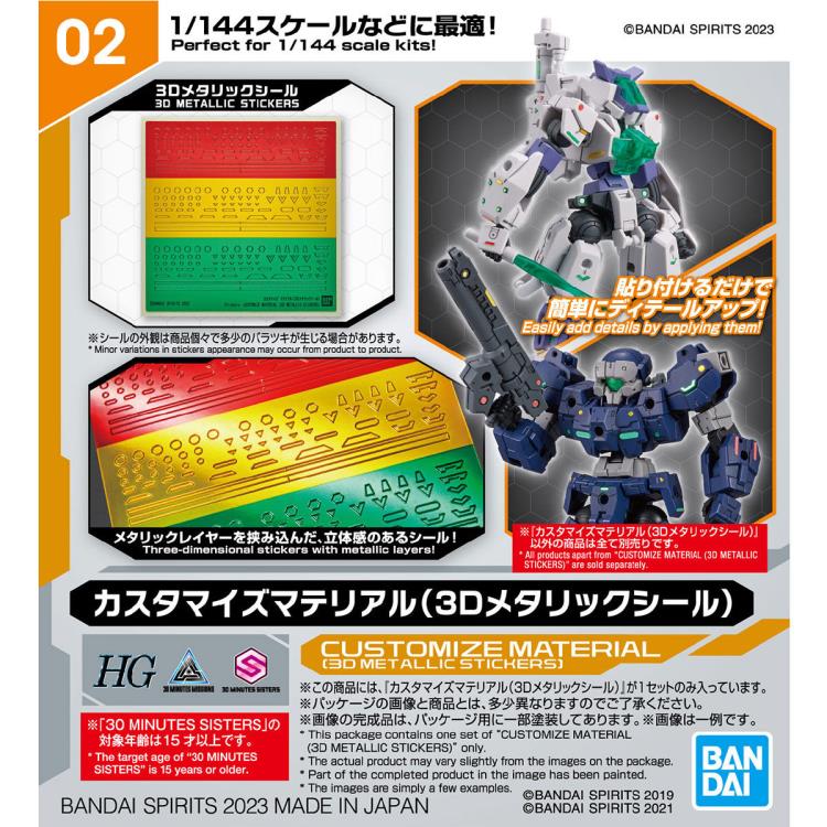 30 Minutes Missions Customize Material 3D Metallic Stickers 1/144 Scale Set Gallery Image 6