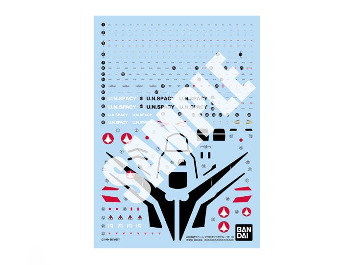 Macross Plus HG YF-19 Isamu Daison Machine 1/100 Scale Water Decal Sheet Gallery Image 1