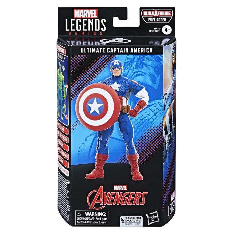 The Avengers (Classic Comic) Marvel Legends Ultimate Captain America Action Figure (Puff Adder BAF) Gallery Image 5