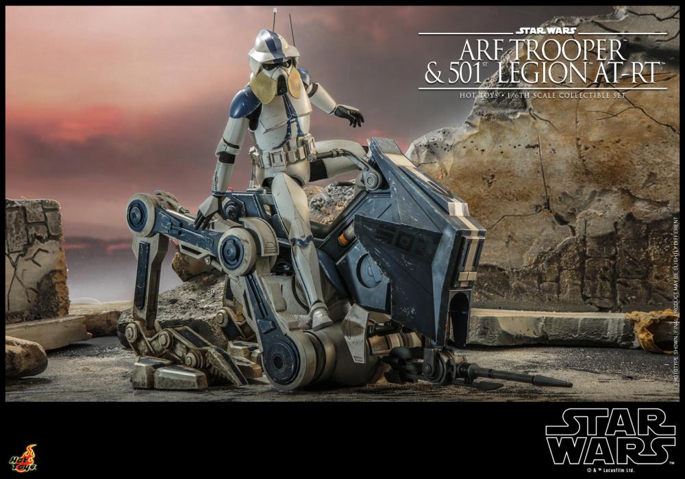 Star Wars: The Clone Wars TMS091 501st Legion ARF Trooper & AT-RT 1/6th Scale Collectible Figure Set Gallery Image 17