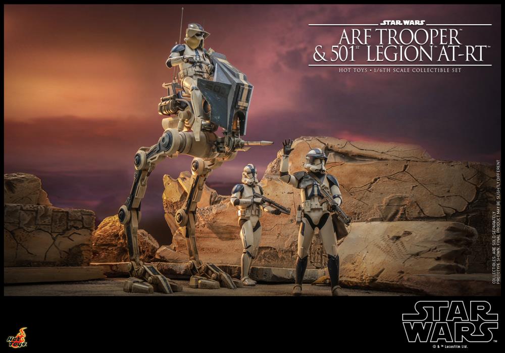 Star Wars: The Clone Wars TMS091 501st Legion ARF Trooper & AT-RT 1/6th Scale Collectible Figure Set Gallery Image 14