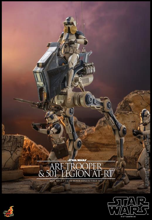 Star Wars: The Clone Wars TMS091 501st Legion ARF Trooper & AT-RT 1/6th Scale Collectible Figure Set Gallery Image 13