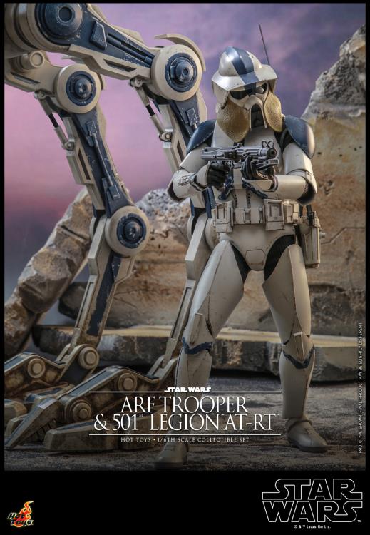 Star Wars: The Clone Wars TMS091 501st Legion ARF Trooper & AT-RT 1/6th Scale Collectible Figure Set Gallery Image 12