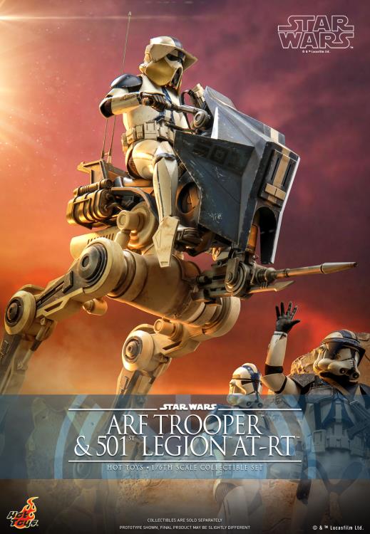 Star Wars: The Clone Wars TMS091 501st Legion ARF Trooper & AT-RT 1/6th Scale Collectible Figure Set Gallery Image 9