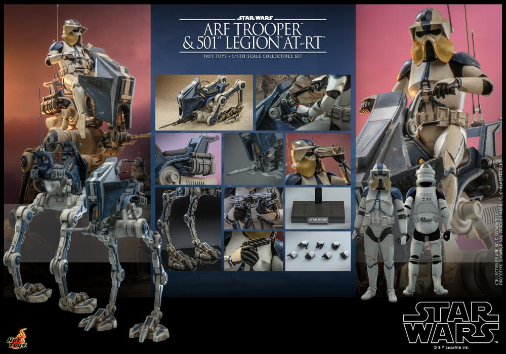 Star Wars: The Clone Wars TMS091 501st Legion ARF Trooper & AT-RT 1/6th Scale Collectible Figure Set Gallery Image 20