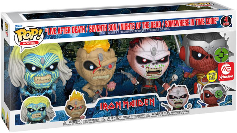 Pop! Rocks: Iron Maiden Eddie (Glow-in-the-Dark) AE Exclusive 4-Pack Gallery Image 3