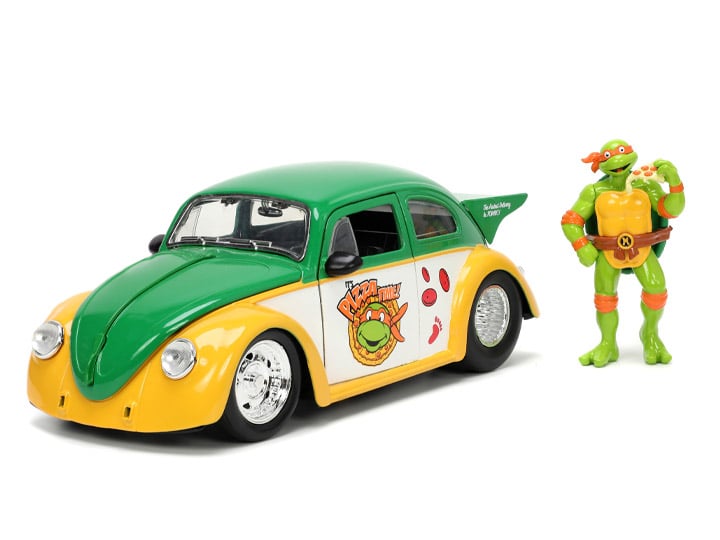 Teenage Mutant Ninja Turtles Hollywood Rides Die-Cast Michelangelo & 1/24 Scale 1959 VW Drag Beetle Gallery Image 1
