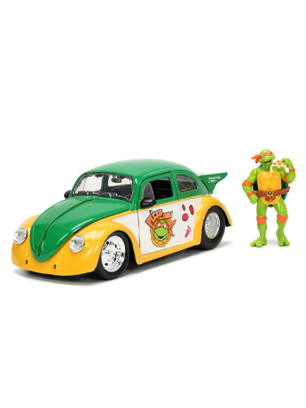 Teenage Mutant Ninja Turtles Hollywood Rides Die-Cast Michelangelo & 1/24 Scale 1959 VW Drag Beetle Gallery Image 2